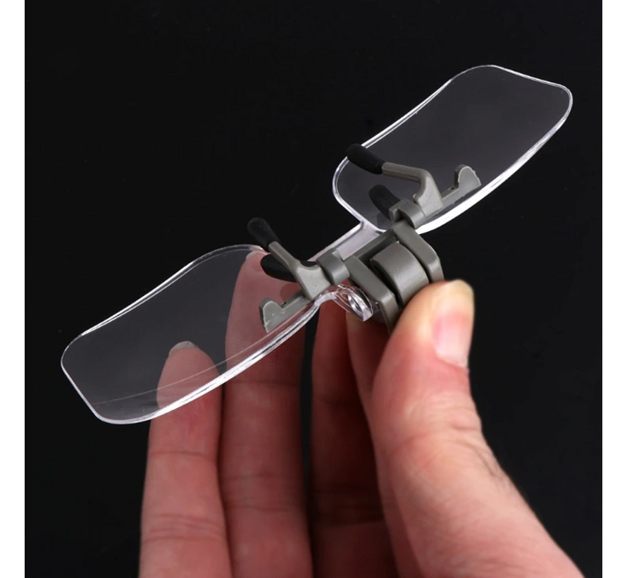 Allernieuwste.nl® Loepbril Vergrotende Opzet-Bril - Vergrotend - Klemmen op je Bril - Vergrootbril - Overzetbril - Vergrootglas Bril 2x - Clip On Klem Leesbril