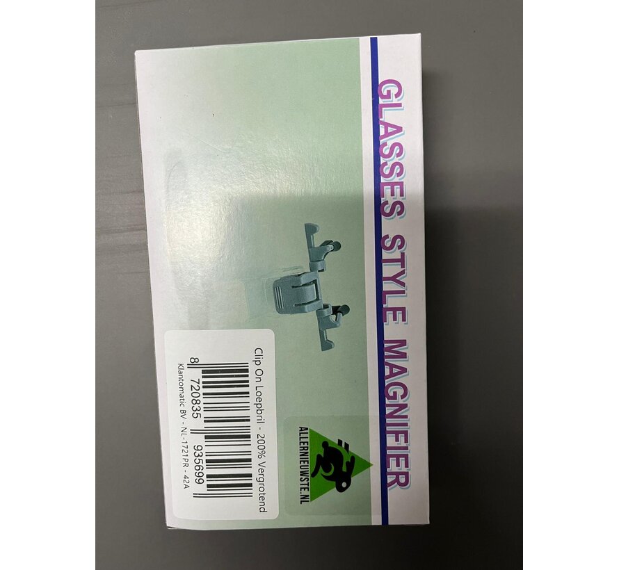 Allernieuwste.nl® Loepbril Vergrotende Opzet-Bril - Vergrotend - Klemmen op je Bril - Vergrootbril - Overzetbril - Vergrootglas Bril 2x - Clip On Klem Leesbril