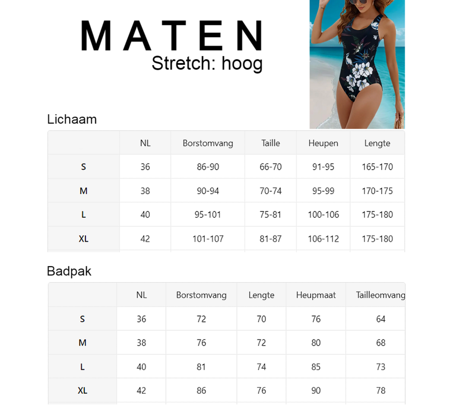 LaGloss® Zwart Tropisch Bloemen Badpak - Zomer Strand Swimsuit - 1-delig - Maat L