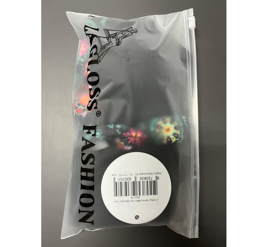 LaGloss® Dames Bikini Set – 2-delig Mandala Print – V-hals – Hoge Taille – Modieuze Zwemkleding Strandoutfit – Maat M