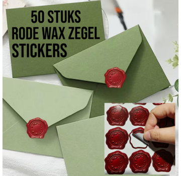 Allernieuwste.nl® 50 Rode Waxzegel Stickers - 3,5 x 3,6 cm **