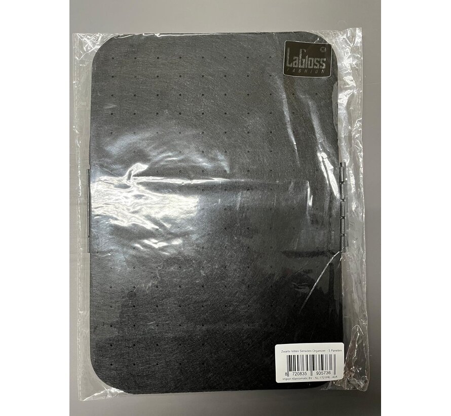 LaGloss® Zwarte Vilten Sieraden Organizer – Hangende Opberger voor Oorbellen & Accessoires - Modulaire Opberger met 5 Panelen