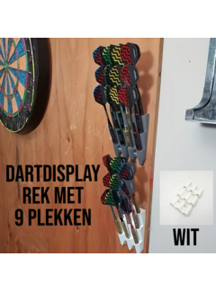 Allernieuwste.nl® MERKLOOS-Wandmontage Dart Displayrek voor 9 Darts – Wit – 5 x 10,5cm