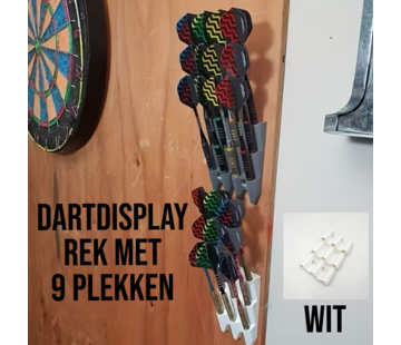 Allernieuwste.nl® MERKLOOS-Wandmontage Dart Displayrek voor 9 Darts – Wit – 5 x 10,5cm