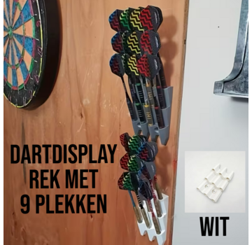 Allernieuwste.nl® Wandmontage Dart Displayrek voor 9 Darts – Wit – 6.5 x 10,5cm