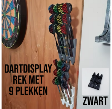 Allernieuwste.nl® Wandmontage Dart Displayrek voor 9 Darts – Zwart – 5 x 10,5cm