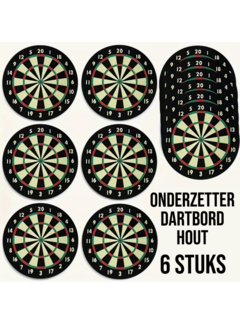 Allernieuwste.nl® 6 Stuks Houten Dart Onderzetters – Rond 10 cm