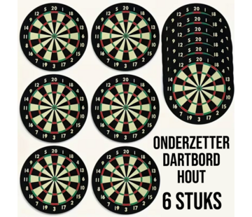 Allernieuwste.nl® 6 Stuks Houten Dart Onderzetters – Rond 10 cm