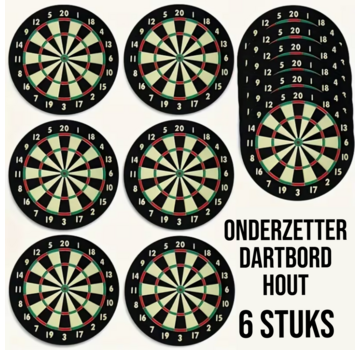 Allernieuwste.nl® 6 Stuks Houten Dart Onderzetters – Rond 10 cm