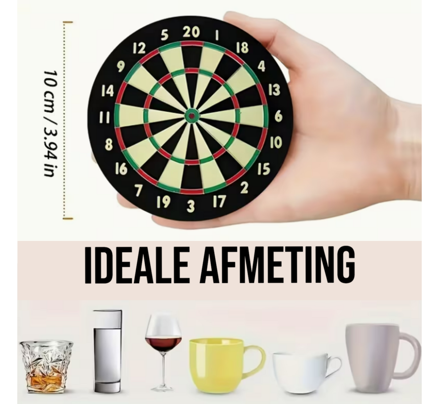 6 Stuks Dart Onderzetters – Houten Drinkmatjes 10x10 cm – Hittebestendig & Antislip – Rond 10 cm