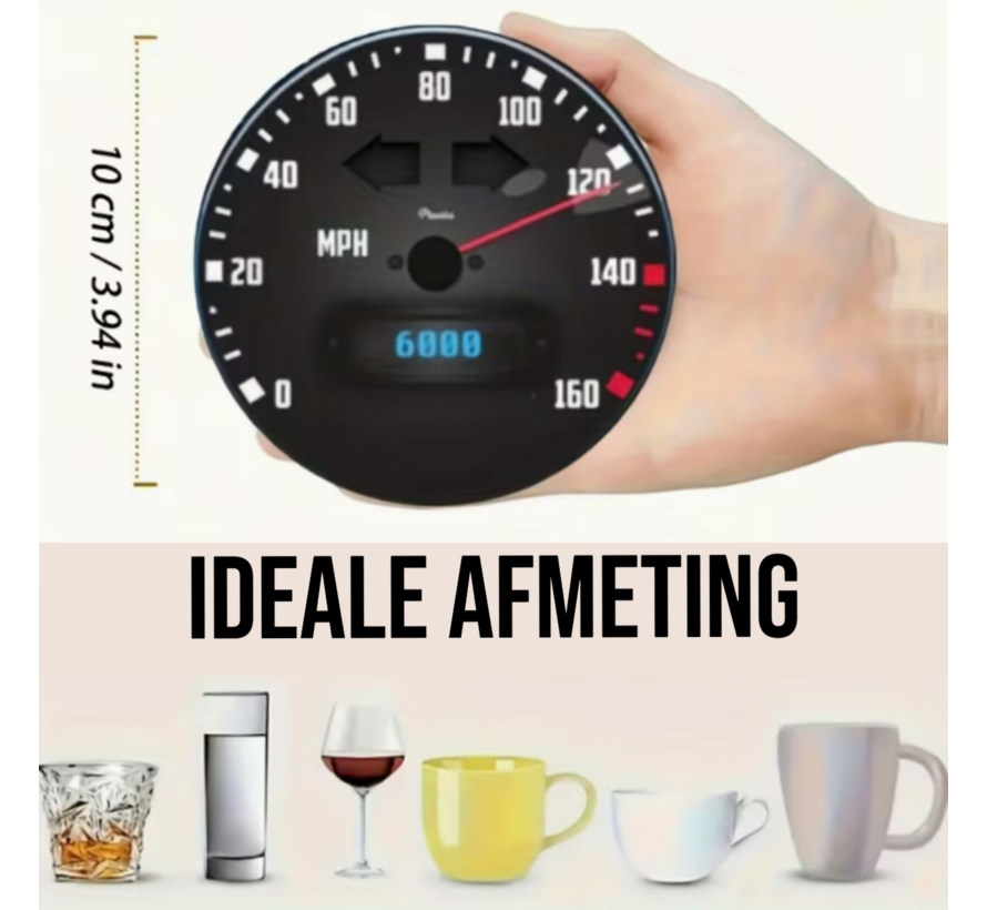 Set van 8 stuks Dashboard Onderzetters – Houten Coasters met 8 Prints – Hittebestendig & Antislip – Rond 10 cm