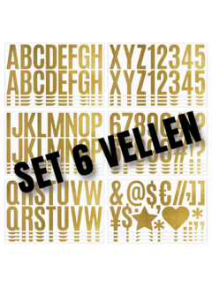 Allernieuwste.nl® 6 vellen Plakletters Goud/Brons - 5 cm Hoog