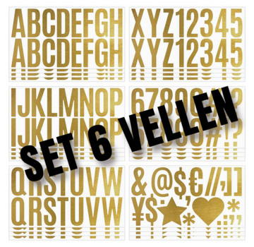 Allernieuwste.nl® 6 vellen Plakletters Goud/Brons - 5 cm Hoog