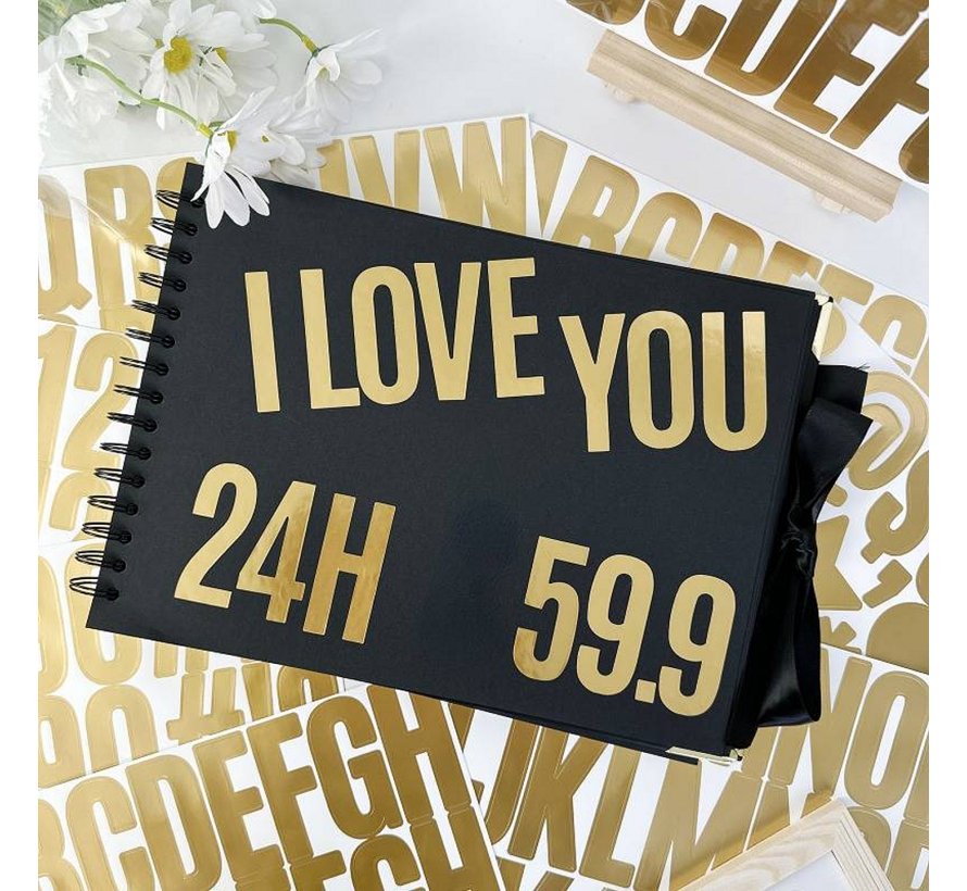 Allernieuwste.nl® 6 vellen Letter Cijfer Stickers Plakletters Goud Brons - 5 cm Hoog - Letters Cijfers Symbolen - Voor Binnen en Buiten - SET van 6 Vellen %%