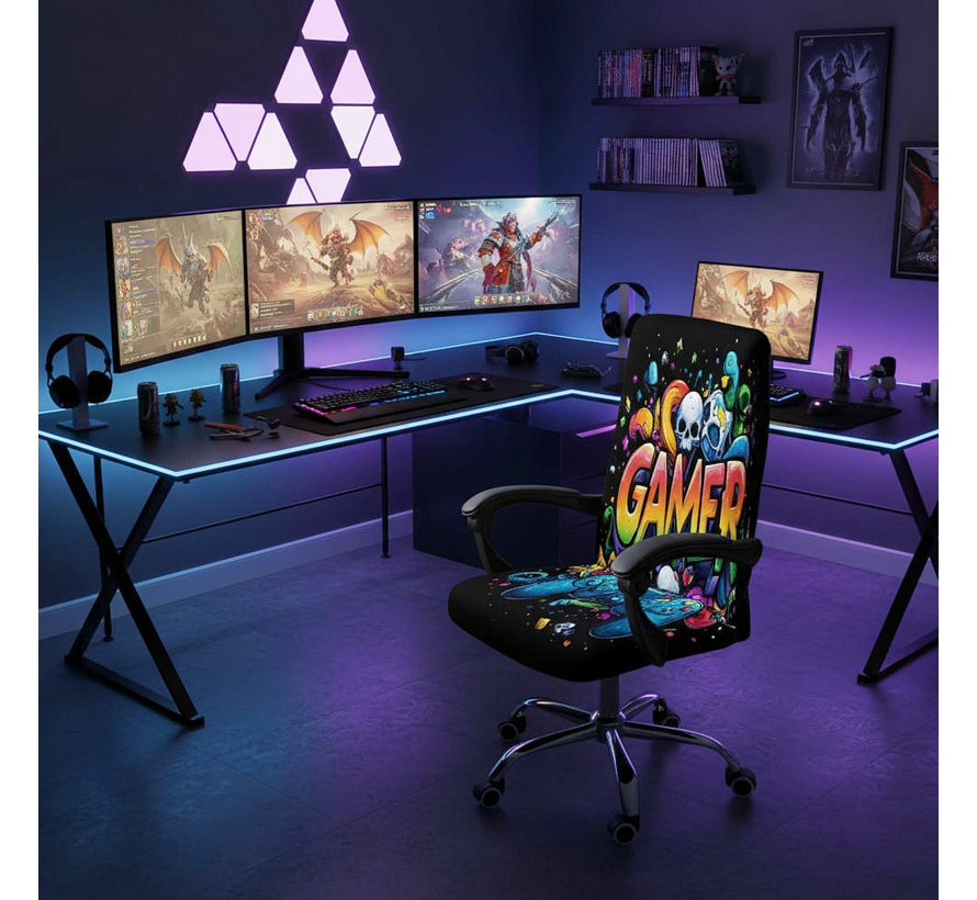 Allernieuwste.nl® Gaming Bureaustoelhoes Graffiti Stijl – Elastisch, Afneembaar & Wasbaar – Kleurrijk Design