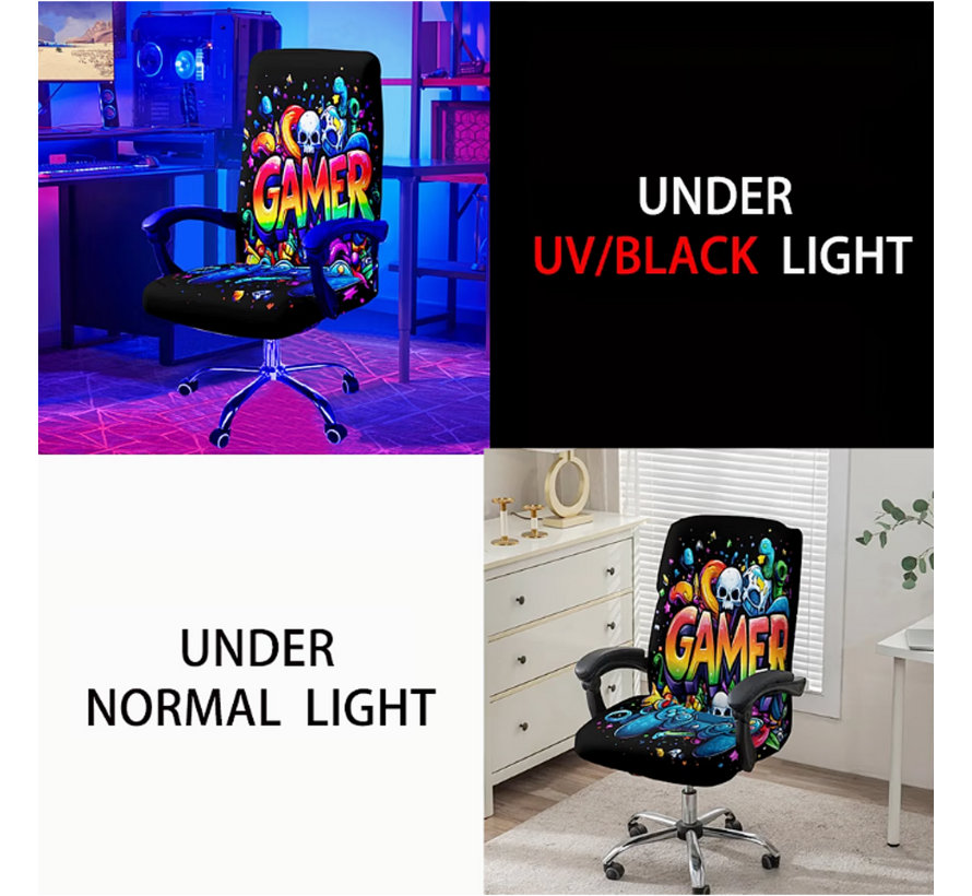 Allernieuwste.nl® Gaming Bureaustoelhoes Graffiti Stijl – Elastisch, Afneembaar & Wasbaar – Kleurrijk Design