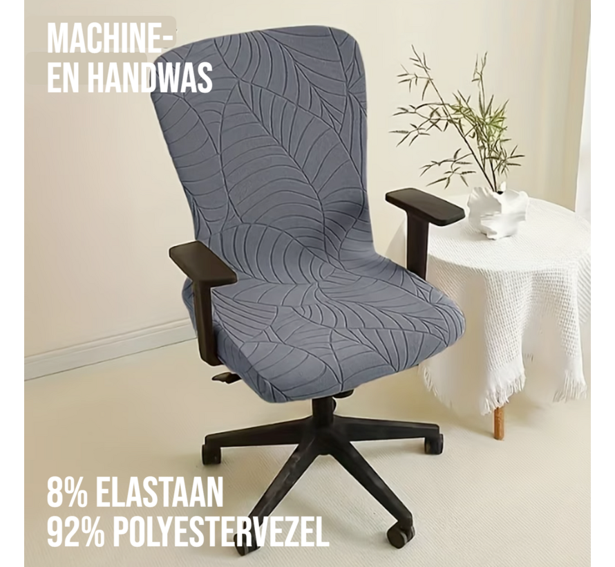 Allernieuwste.nl® Grijze Jacquard Bureaustoelhoes – Elastisch, Afneembaar & Wasbaar – Ingeweven Patroon