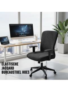 Allernieuwste.nl Zwarte Jacquard Bureaustoelhoes