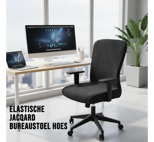 Allernieuwste.nl Allernieuwste.nl® Zwarte Jacquard Bureaustoelhoes – Elastisch, Afneembaar & Wasbaar – Ingeweven Patroon