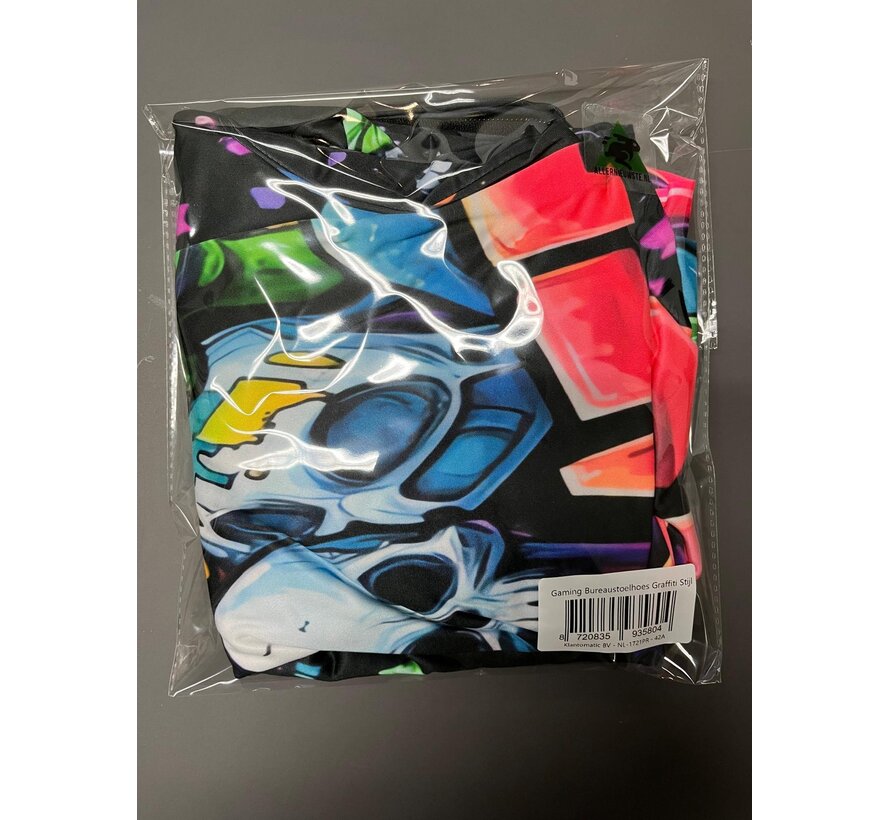 Allernieuwste.nl® Gaming Bureaustoelhoes Graffiti Stijl – Elastisch, Afneembaar & Wasbaar – Kleurrijk Design