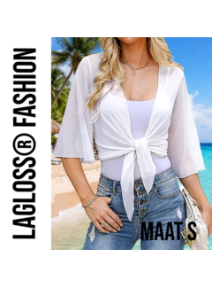 LaGloss Dames Cardigan Model V-Hals Wit – Maat S