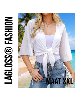 LaGloss Dames Cardigan Model V-Hals Wit – Maat XXL