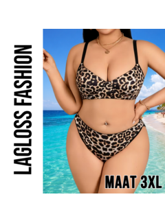 LaGloss Plus-Size Dames Ondergoedset met Luipaardprint – Maat 3XL