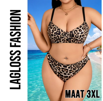 LaGloss Plus-Size Dames Ondergoedset met Luipaardprint – Maat 3XL