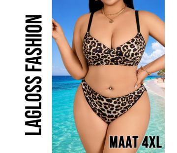 LaGloss Plus-Size Dames Ondergoedset met Luipaardprint – Maat 4XL