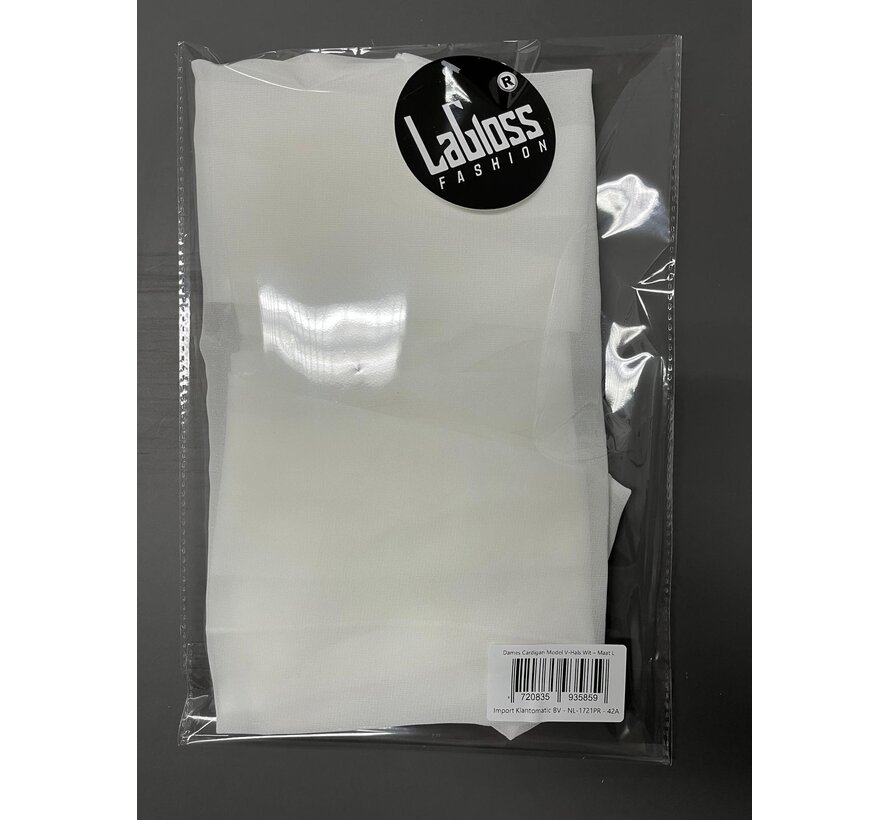 LaGloss® Dames Cardigan V-Hals Vest Wit – Lichtgewicht Zomer Vest – Luchtig – Driekwart mouw – Maat L