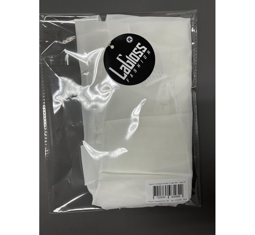 LaGloss® Dames Cardigan V-Hals Vest Wit – Lichtgewicht Zomer Vest – Luchtig – Driekwart mouw – Maat M