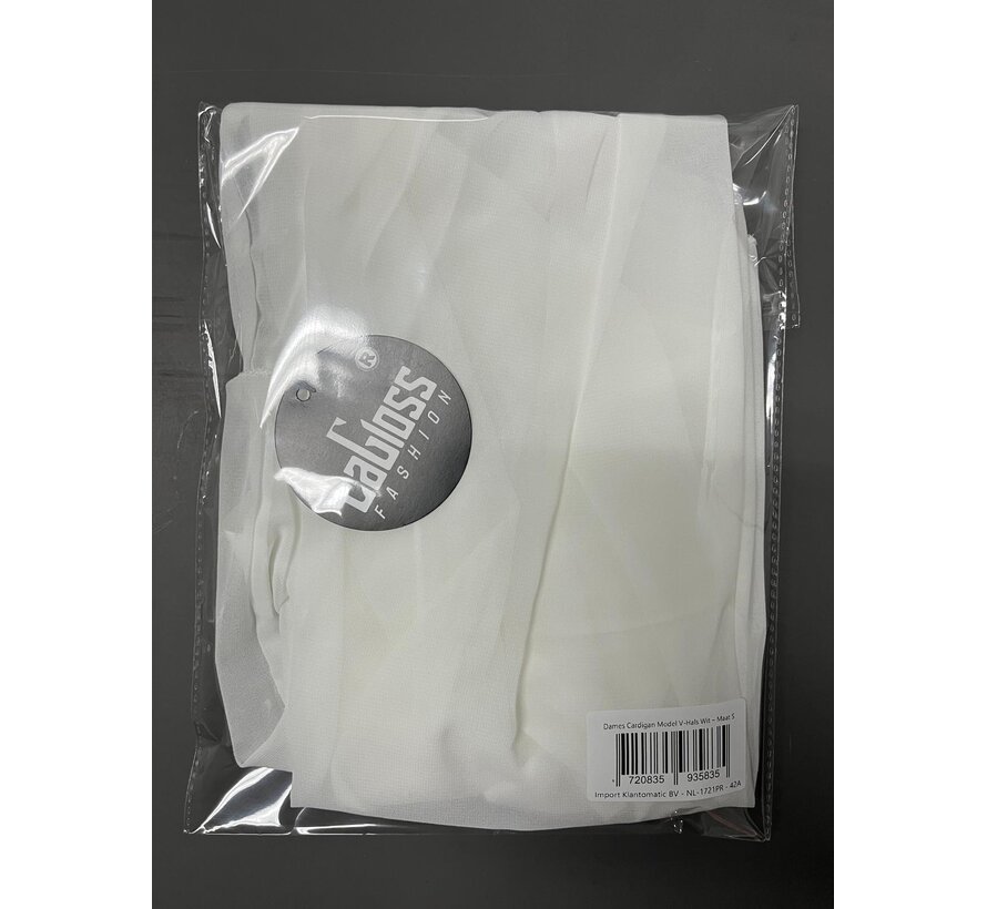 LaGloss® Dames Cardigan V-Hals Vest Wit – Lichtgewicht Zomer Vest – Luchtig – Driekwart mouw – Maat S