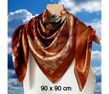 LaGloss Koffiekleurige Paisley Damessjaal – 90 x 90 cm