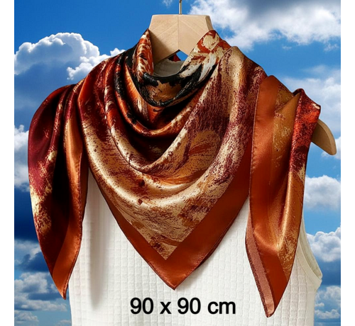 LaGloss LaGloss® Koffiekleurige Paisley Damessjaal – Elegante Vierkante Dunne Sjaal – 90 x 90 cm