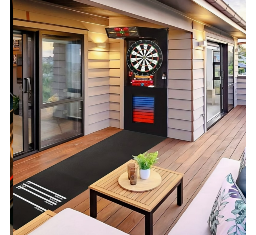 Professionele Dartmat 300x34 cm – EVA Beschermmat met 4 Werpafstanden voor Soft & Steel Tip