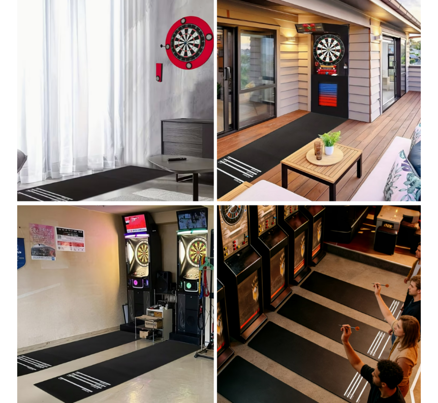 Professionele Dartmat 300x34 cm – EVA Beschermmat met 4 Werpafstanden voor Soft & Steel Tip