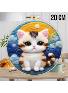 Allernieuwste.nl® DIY Naaldvilt Wolvilt Pakket – Wit Poesje