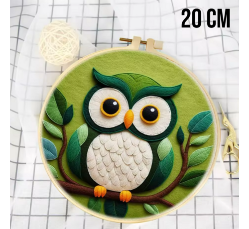 Allernieuwste.nl® DIY Naaldvilt Wolvilt Pakket – Complete Starterset  Uil – Met Wol, Naalden, Borduurring & Handleiding – Creatief Hobbypakket voor Beginners & Gevorderden