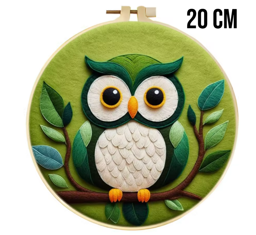 DIY Naaldvilt Wolvilt Pakket – Complete Starterset  Uil – Met Wol, Naalden, Borduurring & Handleiding – Creatief Hobbypakket voor Beginners & Gevorderden