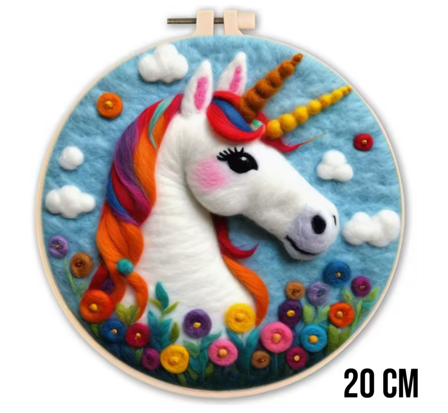 DIY Naaldvilt Wolvilt Pakket – Complete Starterset Eenhoorn – Met Wol, Naalden, Borduurring & Handleiding – Creatief Hobbypakket voor Beginners & Gevorderden