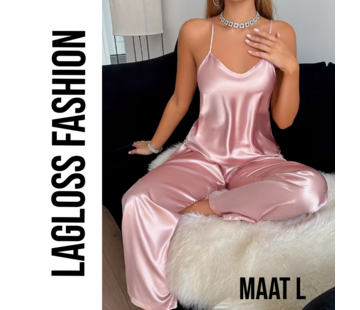 LaGloss Roze Dames Pyjama Set – Maat L