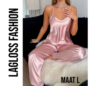 LaGloss Roze Dames Pyjama Set – Maat L