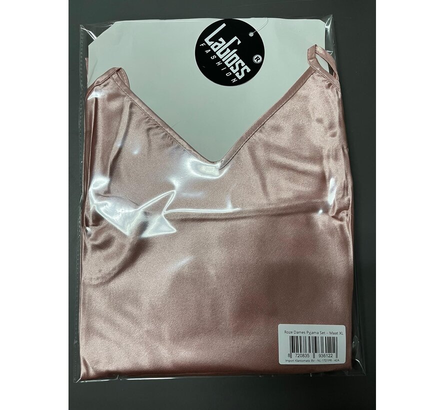 LaGloss® Roze Dames Pyjama Set – Camisole & Lange Broek Loungeset – Comfortabel – Nachtmode - Maat XL
