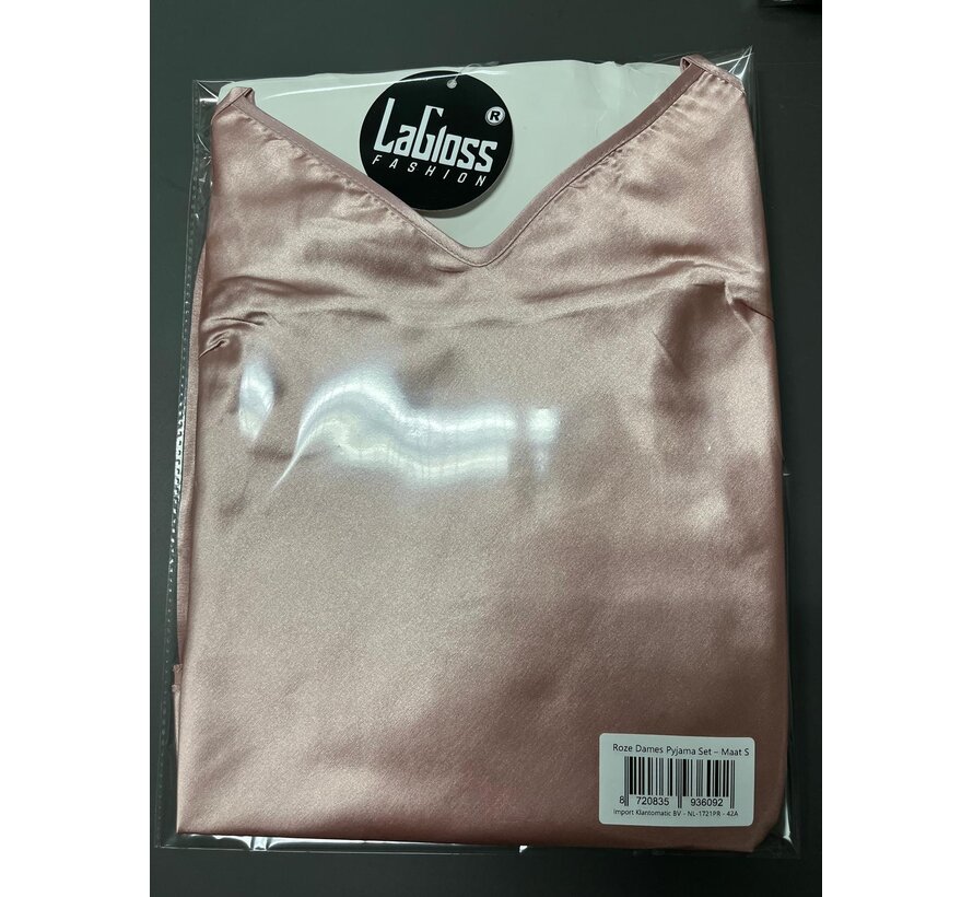 LaGloss® Roze Dames Pyjama Set – Camisole & Lange Broek Loungeset – Comfortabel – Nachtmode - Maat S