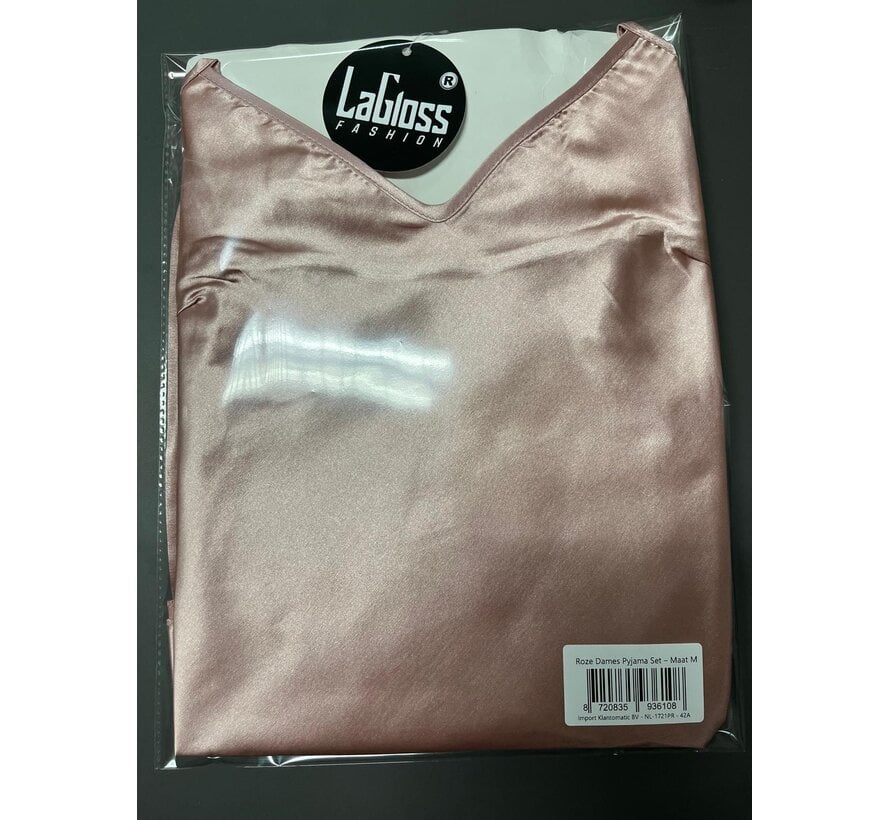 LaGloss® Roze Dames Pyjama Set – Camisole & Lange Broek Loungeset – Comfortabel – Nachtmode - Maat M