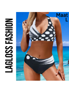 LaGloss 2-Delige Bikini Set met Zwart Wit Print Maat L