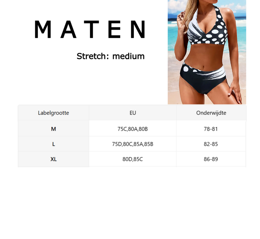 LaGloss® 2-Delige Bikini Set met Zwart Wit Print Maat L - Trendy Badmode voor Dames
