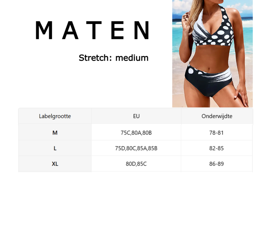 LaGloss® Bikini Set met Zwart Wit Print Maat L - Trendy Badmode voor Dames