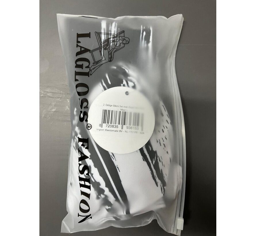 LaGloss® 2-Delige Bikini Set met Zwart Wit Print Maat L - Trendy Badmode voor Dames