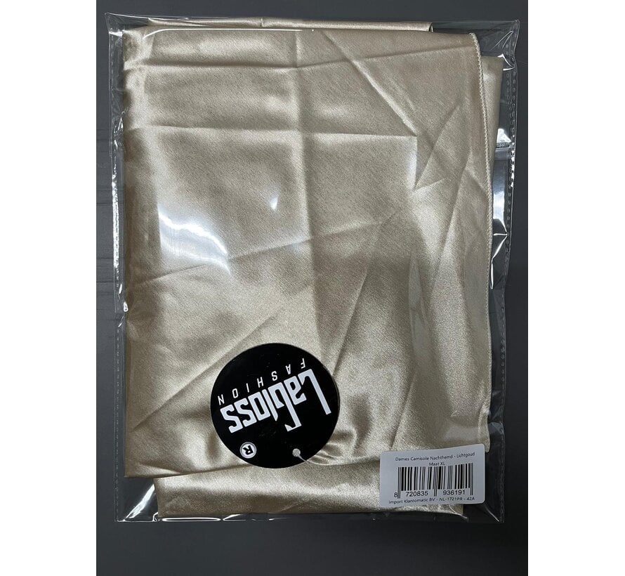 LaGloss® Dames Camisole Nachthemd - Lichtgoud – V-hals – Alle Seizoenen – Slaapjurk - Maat XL